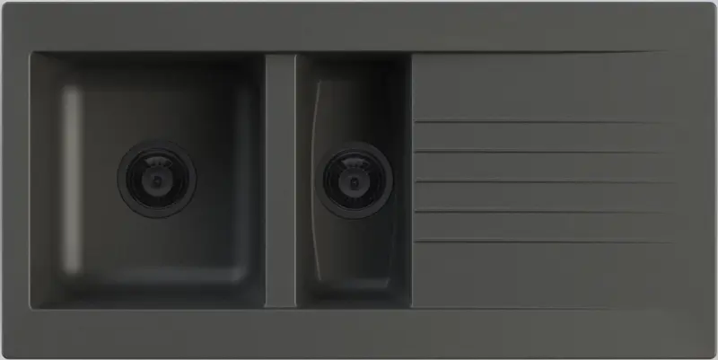 Ausmann Fibre 1,5 fekete műanyag mosogató, fordítható, csepegtetővel, felépítésű, 100x50 cm, fekete dugóval 1208956784