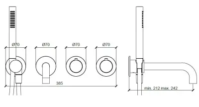 SB 316 ESZTÉTIKA Kerek beépített fürdőszobai termosztátos csaptelep RVS 316 1208956820