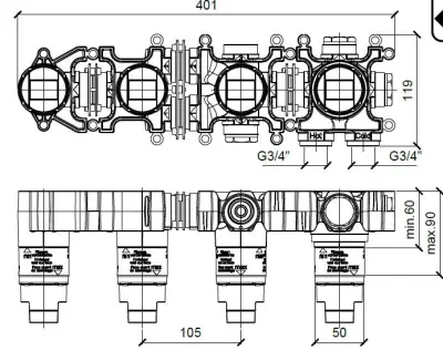 SB 316 ESZTÉTIKA Kerek beépített fürdőszobai termosztátos csaptelep RVS 316 1208956820