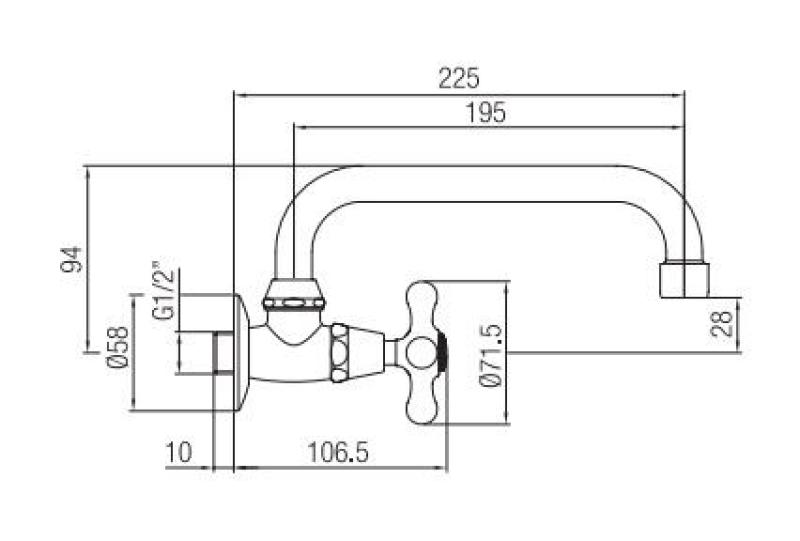 PB klasszikus fali csaptelep csillagfogantyúval hideg vízhez és forgatható kifolyóval bronz 1208956897