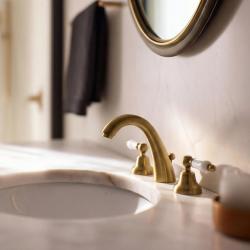 PB klasszikus csaptelep 3 lyukú magas mosdócsaptelep Fehér fogantyúk Bronz 1208956910