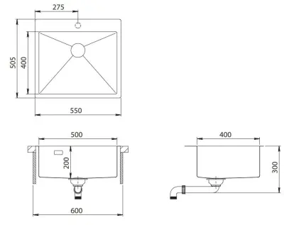 Ausmann Turt réz mosogató PVD Copper 55x51 mm csaplyukkal, alulról, laposan és felülről szerelhető 1208956939