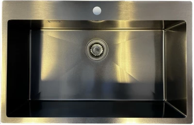 Ausmann Turt nagy méretű gun metal mosogató PVD antracit PVD 79x50mm csaplyukkal alulról, lapos beépítéssel és felül építéssel 1208956940