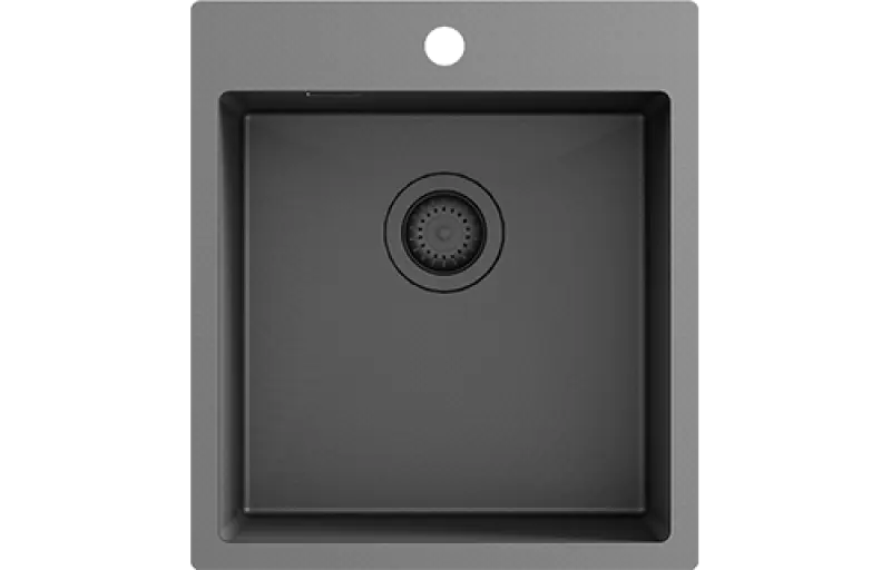 Ausmann Turt gun metal mosogató 450x505mm csaptelep nyílással, aláépíthető, síkbeépíthető és felépíthető 1208956960