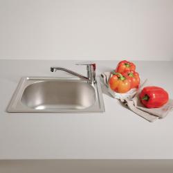 Ausmann Basic kleine roestvrijstalen opbouw spoelbak 33x38 cm inclusief sifon 1208956972