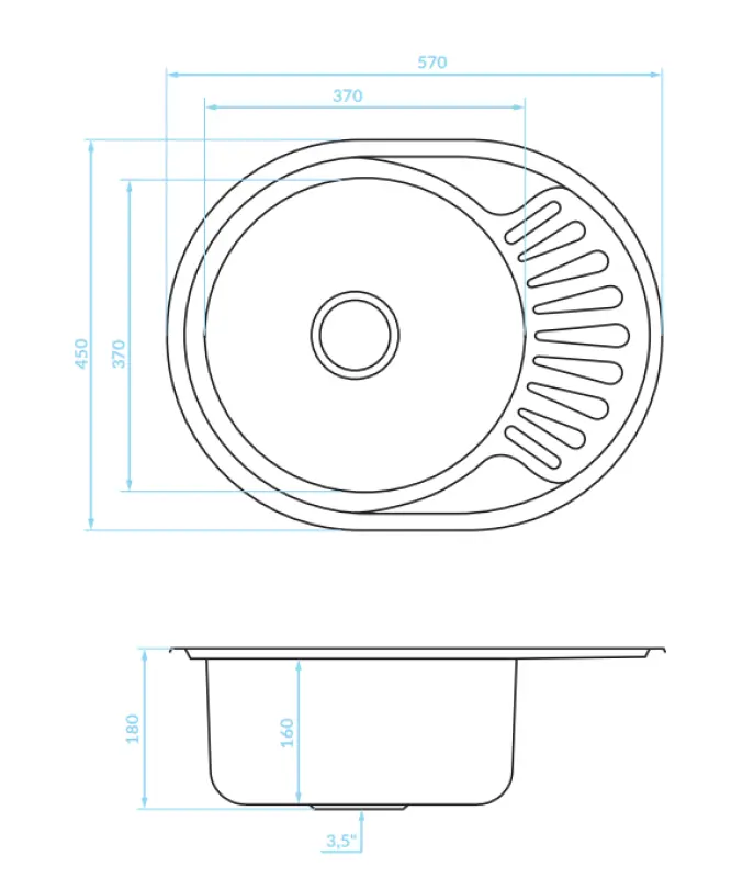 Ausmann Basic rozsdamentes acél felépíthető mosogató csepegtetővel, megfordítható, 57x45 cm, szifonnal együtt, 1208956973