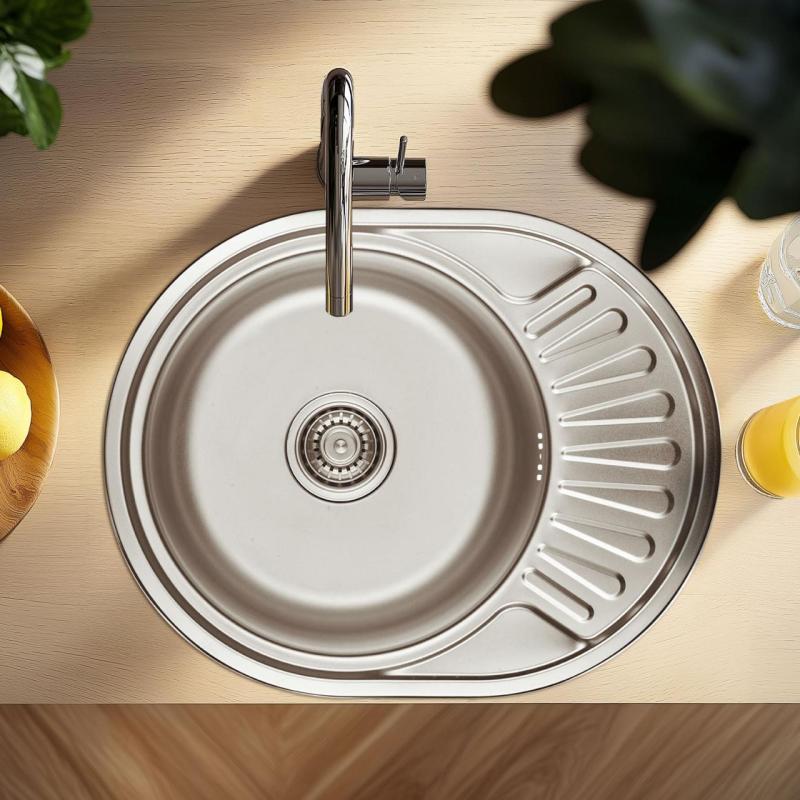 Ausmann Basic rozsdamentes acél felépíthető mosogató csepegtetővel, megfordítható, 57x45 cm, szifonnal együtt, 1208956973