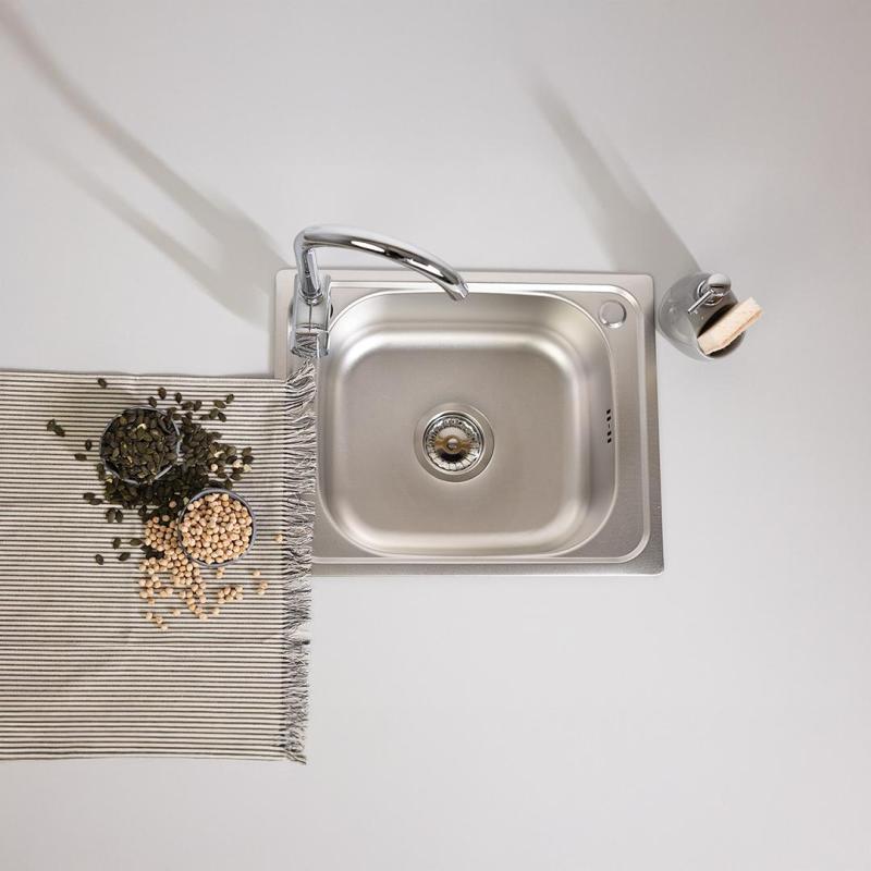 Ausmann Basic vászonmintázatú rozsdamentes acél felületi mosogató 50x40 cm szifonnal együtt 1208956977