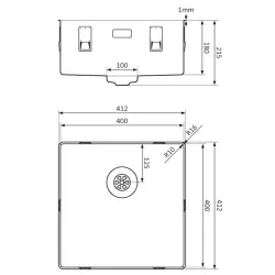 Lorreine 40SL1016 Slim mosogató 40x40cm beépíthető rozsdamentes acél