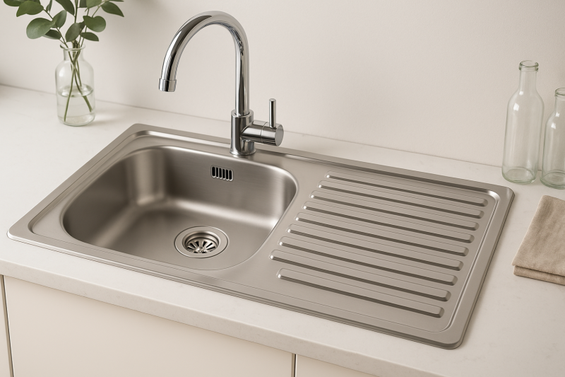 Ausmann Basic rozsdamentes acél felépített mosogatótálcsa csepegtetővel, megfordítható, 75x40 cm, szifonnal együtt 1208956996