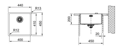 Franke Mythos Masterpiece BXM 210.40 PVD Réz Mosogató 400x410mm Síkba építhető és Alsó beépítésű 127.0674.583