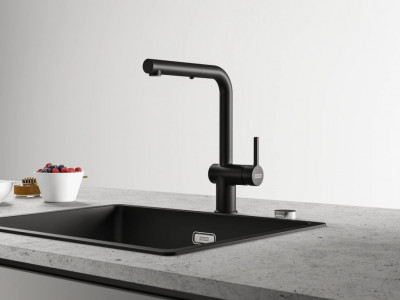Franke Active L mat zwarte keukenkraan met uittrekbare handdouche 115.0653.382