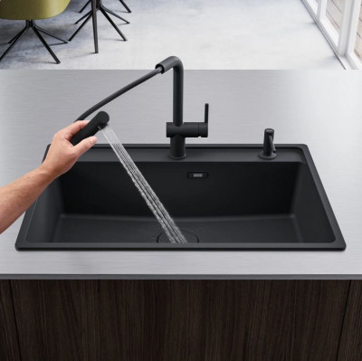 Franke Active L mat zwarte keukenkraan met uittrekbare handdouche 115.0653.382