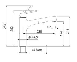 Franke Lift Keukenkraan met uittrekbare sproeikop chroom 115.0621.668 in het Hongaars zou zijn:

Franke Lift konyhai csaptelep kihúzható zuhanyfejjel króm 115.0621.668