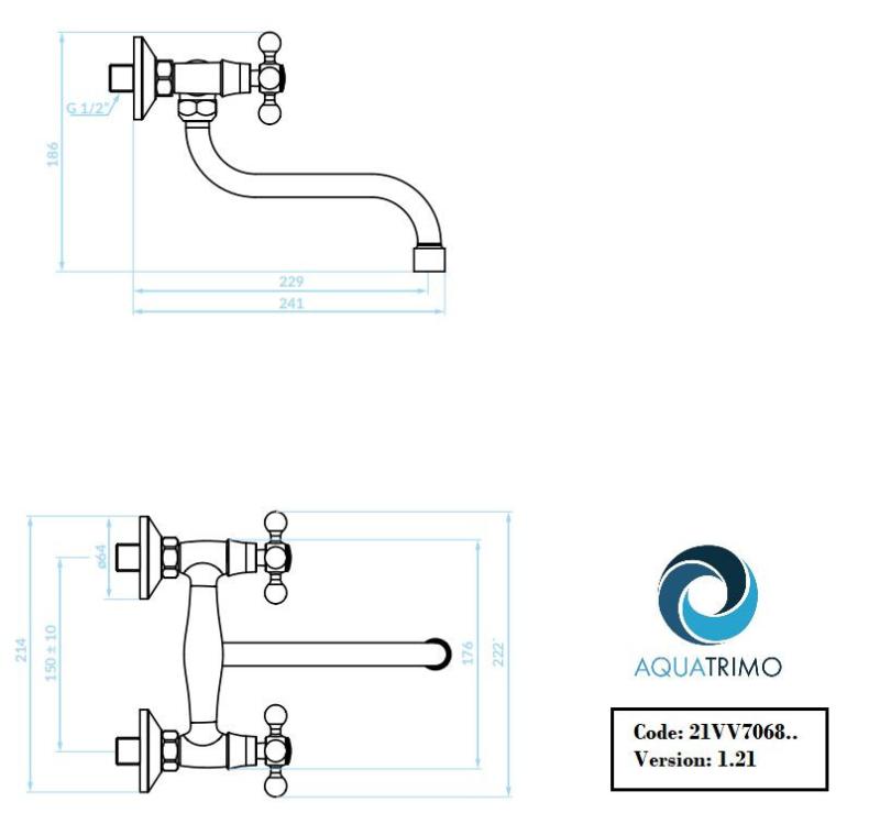 AquaTrimo Vivaldi klasszikus konyhai fali csaptelep króm 21VV7068CM