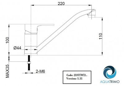 AquaTrimo Schubert egykaros konyhai keverőcsaptelep króm 21ST7072CM