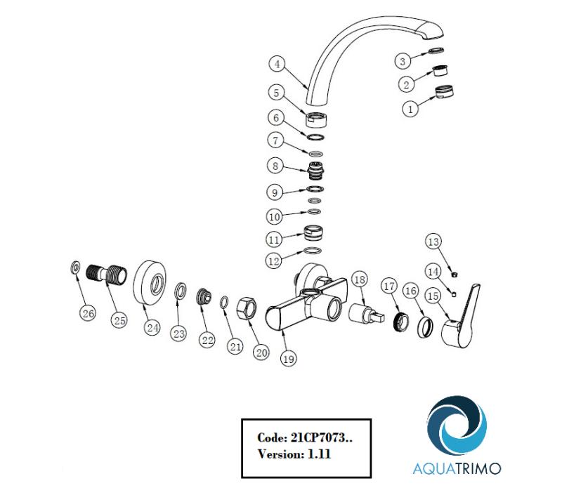 AquaTrimo Chopin konyhai fali csaptelep felső kifolyóval króm 21CP7073CM