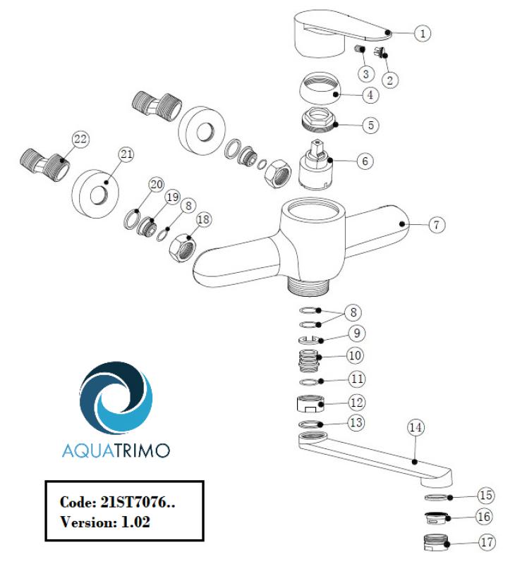 AquaTrimo Schubert egycsapos konyhai falikút króm 21ST7076CM