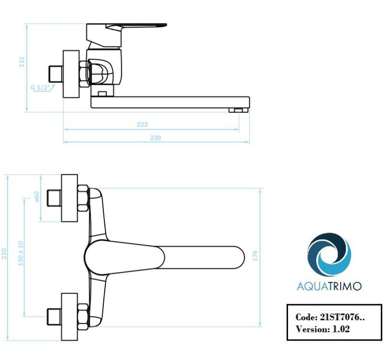 AquaTrimo Schubert egycsapos konyhai falikút króm 21ST7076CM