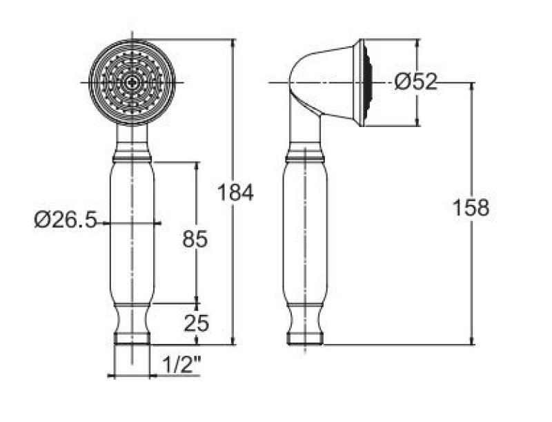 PB klasszikus bronz kézi zuhanyfej fehér fogantyúval 1208957104