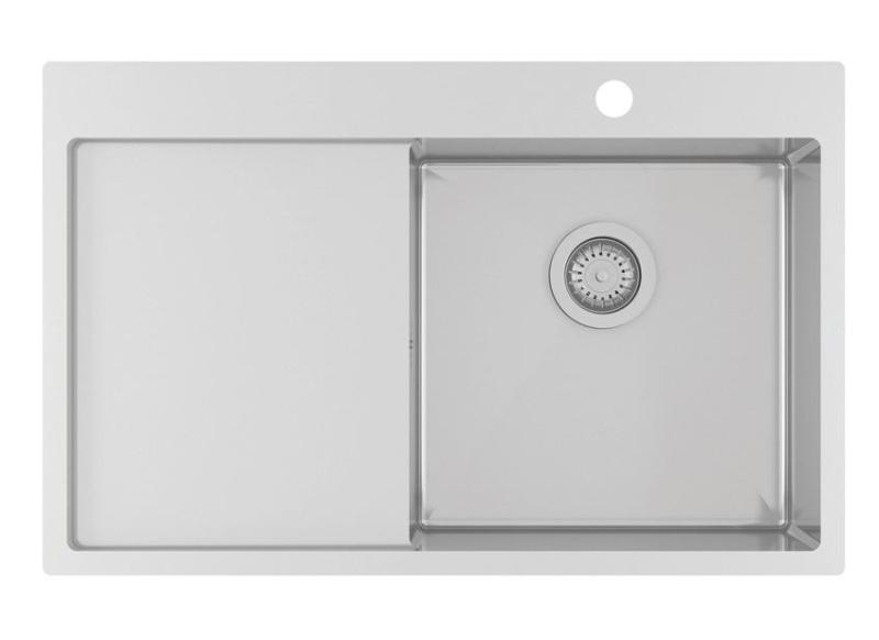 Ausmann Oder Blue roestvrijstalen gootsteen 78x50cm voor vlakbouw en opbouw met afdruipgedeelte 1208957121