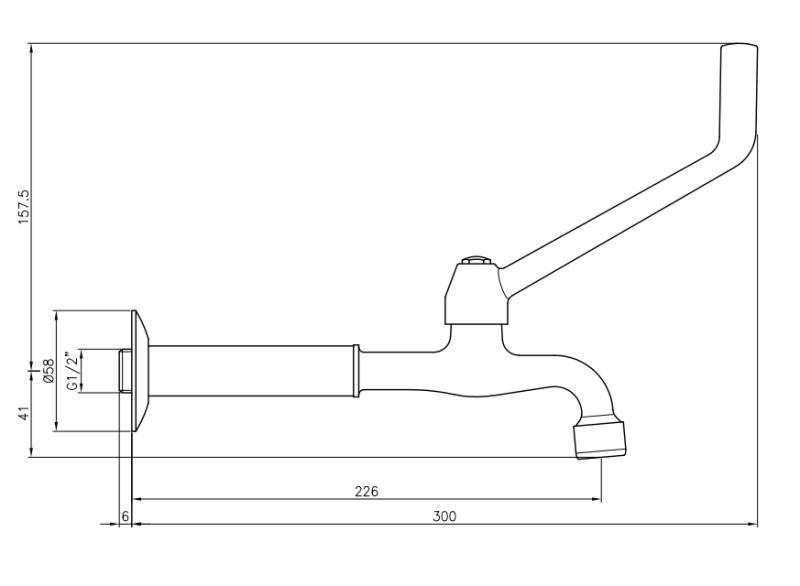 PB Klinika mozgáskorlátozott falra szerelhető hidegvíz csaptelep hosszú karral, króm hosszú modell 1208957199