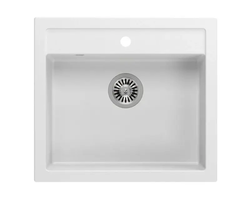 Quadri Farmhouse vidéki beépíthető vagy ráépíthető gránit mosogató matt fehér 595x540mm 1208957209