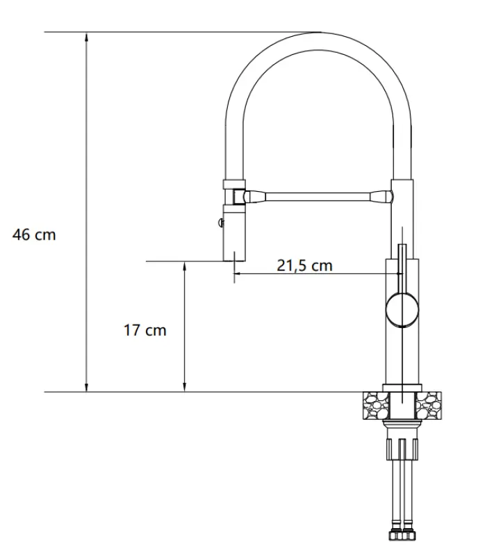 Quadri Chester keukenkraan met flexibele uitloop en douche met 2 straalsoorten mat zwart 1208957225