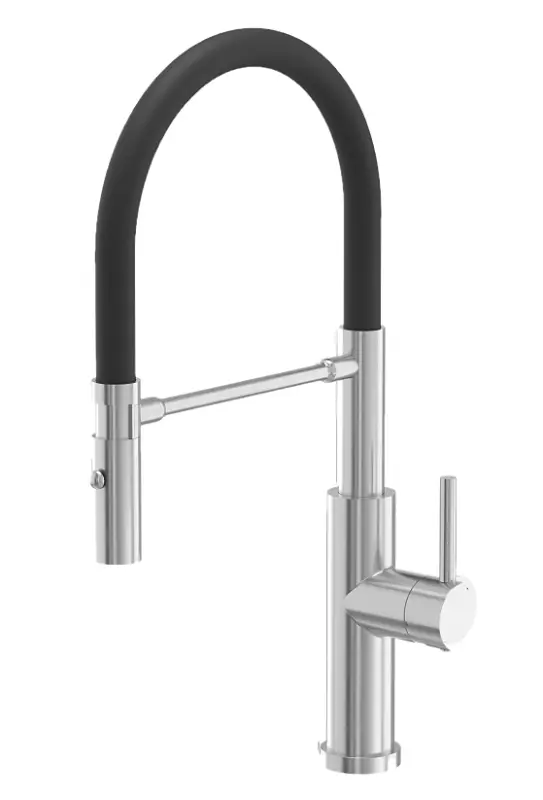 Quadri Chester keverőcsaptelep rugalmas kifolyóval és 2 sugárfajtás zuhannyal, rozsdamentes acél 1208957226