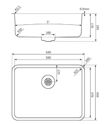 Lorreine Pro rozsdamentes acél mosogató 50cm lapos beépítés, süllyesztett beépítés és felületi beépítés 1208957321