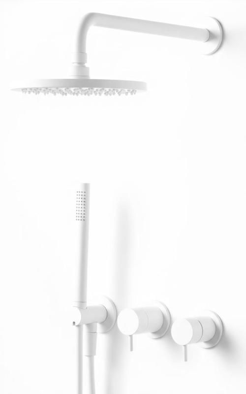 Waterevolution Flow beépíthető zuhanykészlet matt fehér, termosztátos esőzuhannyal és kézi zuhannyal 1208957344