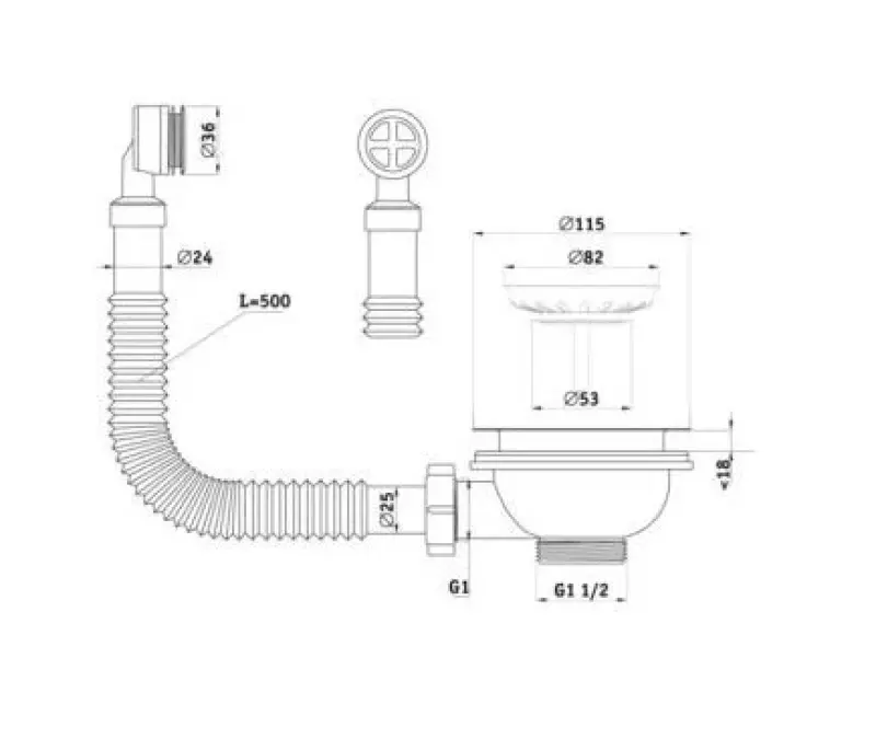 GraniteMy Afvoerset bézs krémszínű kerek túlfolyóval 1208957346