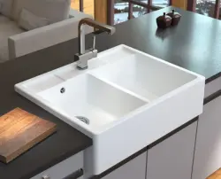 GraniteMy Farmhouse dupla fekete vidéki mosogató gránit mosdó 80x63 cm beépíthető és aláépíthető 1208957352