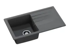GraniteMy Slim extra ondiepe granieten inbouw zwarte spoelbak 76x44cm met afdruip omkeerbaar 1208957353