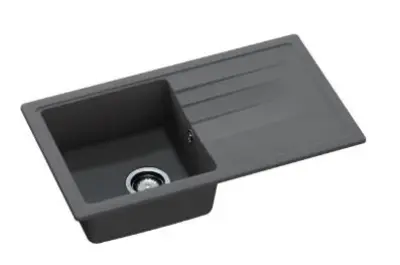 GraniteMy Slim extra ondiepe granieten inbouw zwarte spoelbak 76x44cm met afdruip omkeerbaar 1208957353
