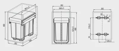 Garbi Sorter S-30-3 beépíthető hulladékkezelő rendszer 3 darab 10 literes szemetesvödörrel 1208957362