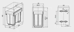 Garbi Sorter S-30-2 beépített hulladékrendszer 2 szemetesvödörrel, 1 x 10 és 1 x 20 liter 1208957363