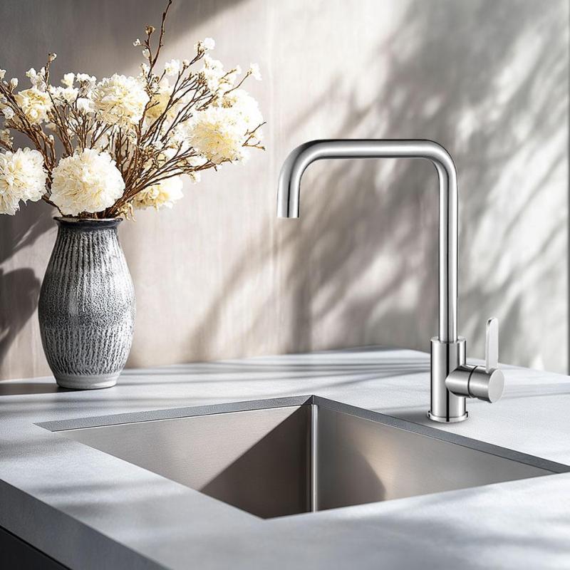 AquaTrimo Solid tömör rozsdamentes acél konyhai csaptelep forgatható kifolyóval 21SL7370SS