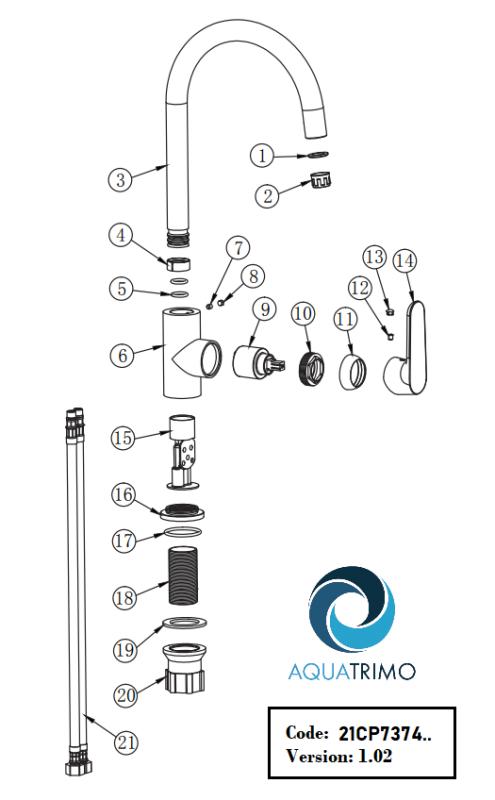 AquaTrimo Chopin egykaros konyhai csaptelep, matt fekete 21CP7374SW