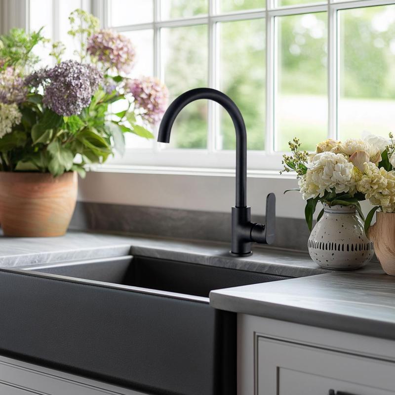 AquaTrimo Chopin egykaros konyhai csaptelep, matt fekete 21CP7374SW