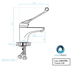 AquaTrimo Klinika orvosi mosdócsaptelep hosszú karral króm 43CC7375CM