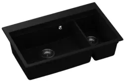 GraniteMy Limited nagy 1,5 gránit felépítményes és aláépítményes fekete mosogató tartozékkal 76x48 cm 1208957389