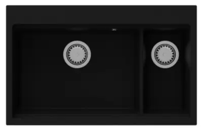 GraniteMy Limited nagy 1,5 gránit felépítményes és aláépítményes fekete mosogató tartozékkal 76x48 cm 1208957389