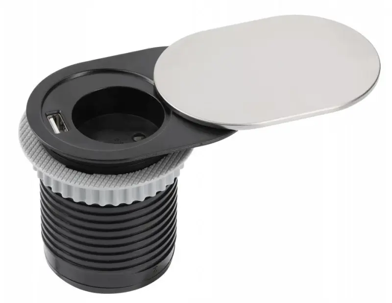 Indux Slide beépíthető konyhai konnektor munkalappal, USB C-vel és konnektorral, rozsdamentes acél színű 1208957391