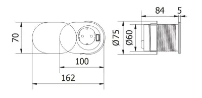 Indux Slide beépíthető konyhai konnektor földeléssel, munkalappal, USB-vel és konnektorral, rozsdamentes acél színű 1208957392