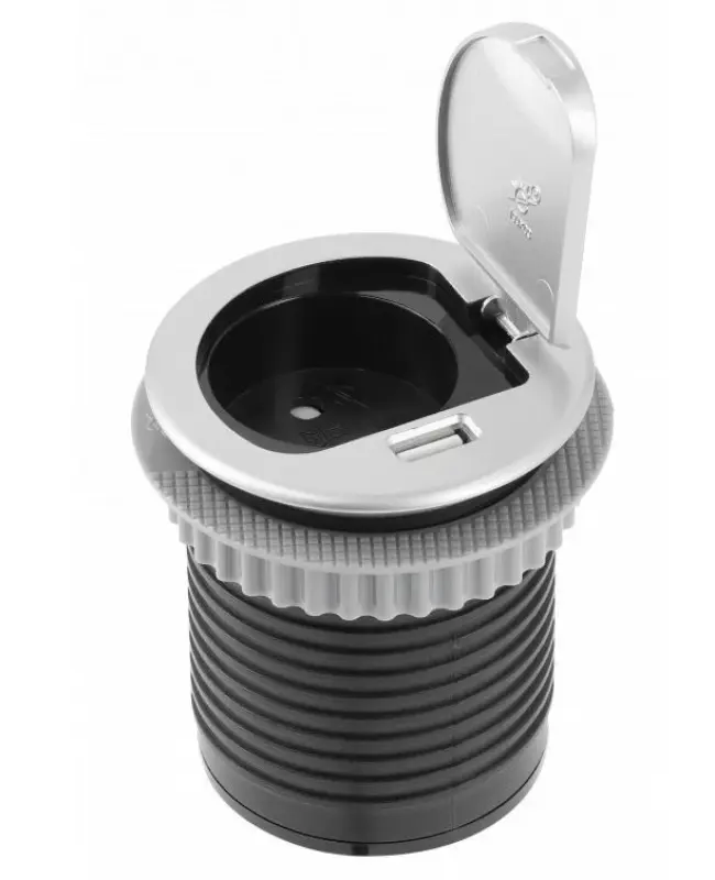 Indux Cover beépíthető földelt konyhai dugalj munkalapba USB-vel és konnektorral, ezüst színű 1208957393