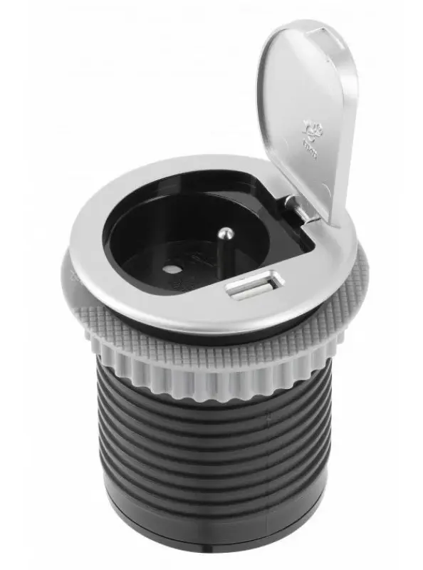 Indux Cover beépített földelt konyhai konnektor munkalappal, USB-vel és konnektorral, ezüst színű 1208957394