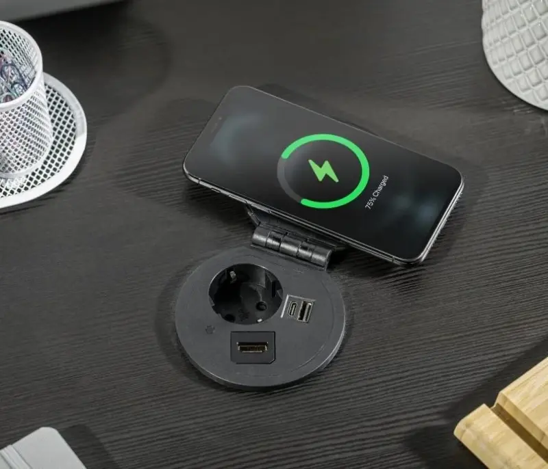 Indux Cover beépíthető fekete földelt konyhai csatlakozó munkalapba cserélhető csatlakozásokkal 12089573956