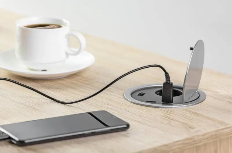 Indux Cover beépített földelt ezüst konyhai aljzat munkalapba, 2 USB csatlakozóval, 1208957397