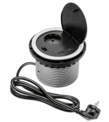Indux Cover beépíthető földelt ezüst konyhai aljzat munkalappal, 2 USB csatlakozóval 1208957399